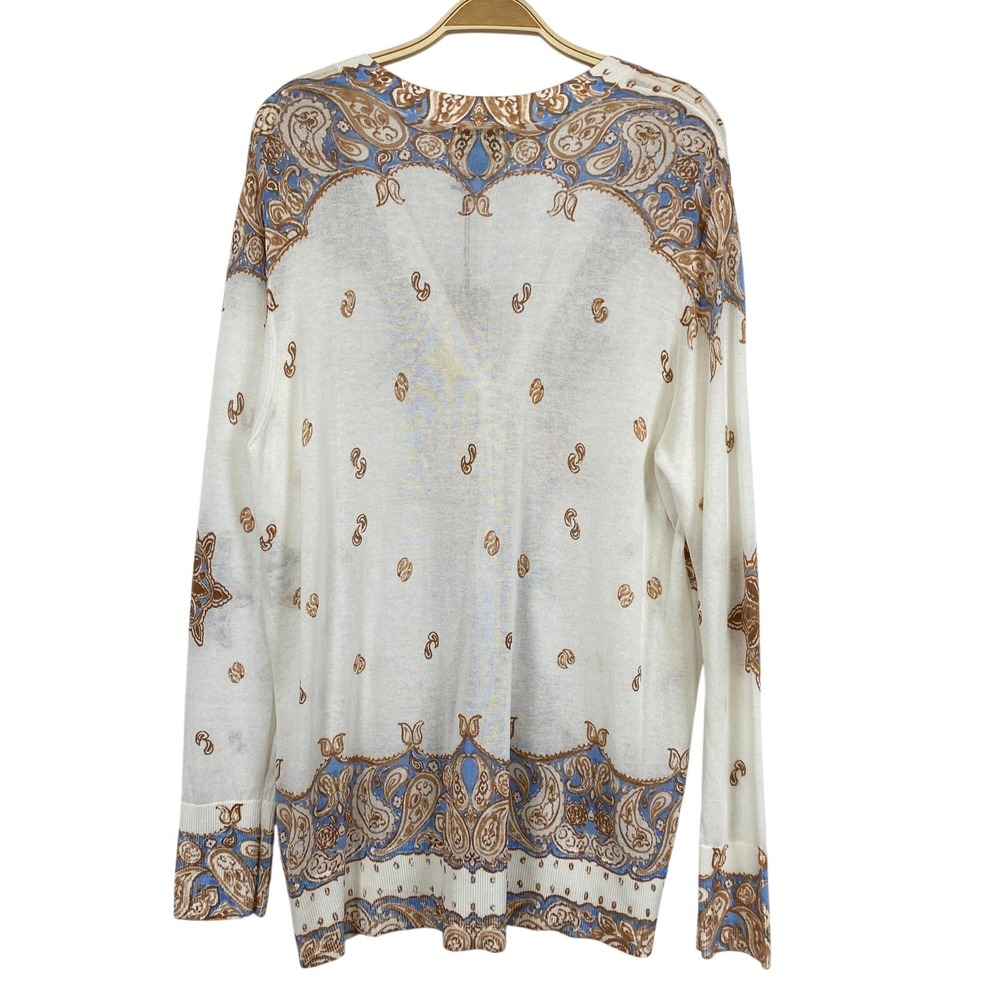 Martha Steward Paisley Cardigan Sweater Women XL Tan Moroccan Boho Cottagecore - Picture 2 of 11